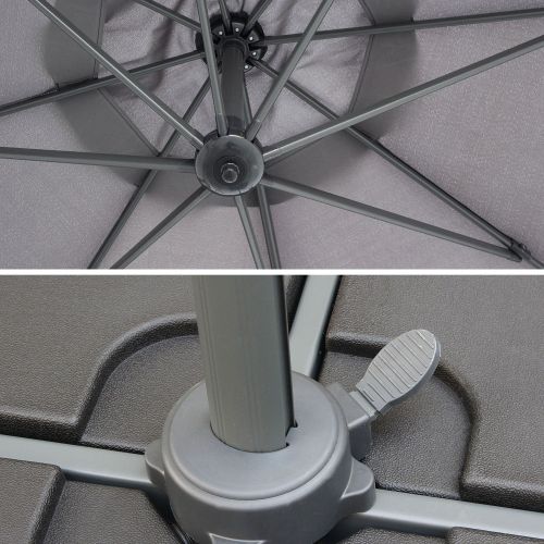 Biscarosse Chapéu-de-sol, excêntrico, redondo, cinzento, 3x2 cm | Biscarosse