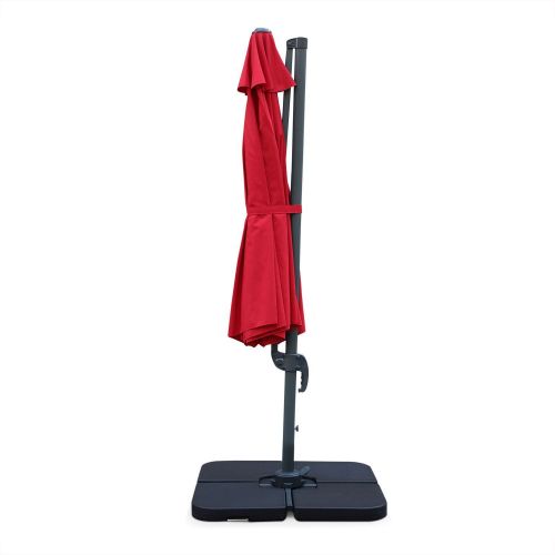 Biscarosse Chapéu-de-sol, excêntrico, redondo, vermelho, antracite, 350 cm