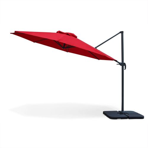 Biscarosse Chapéu-de-sol, excêntrico, redondo, vermelho, antracite, 350 cm