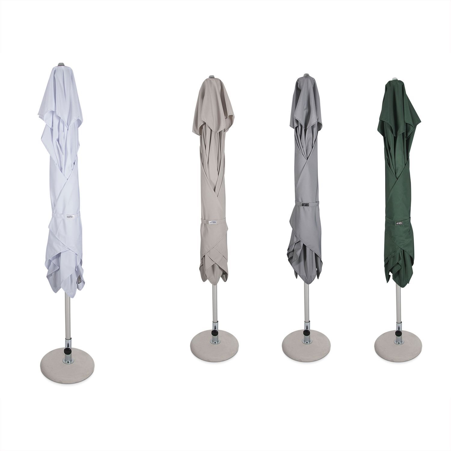 Sombrilla jardin, Parasol cuadrado, mástil central, Blanco, 250x250cm