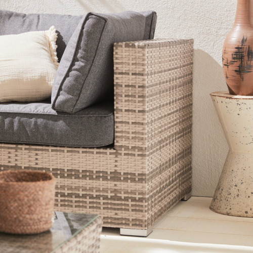 13-14 seater rattan garden sofa set – Tripoli mixed grey