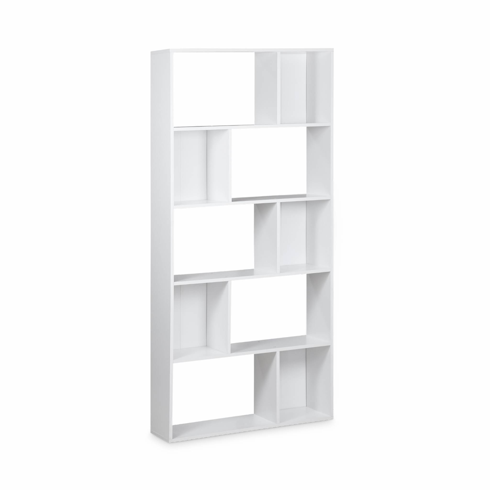 Libreria a 5 ripiani con 10 vani, bianco