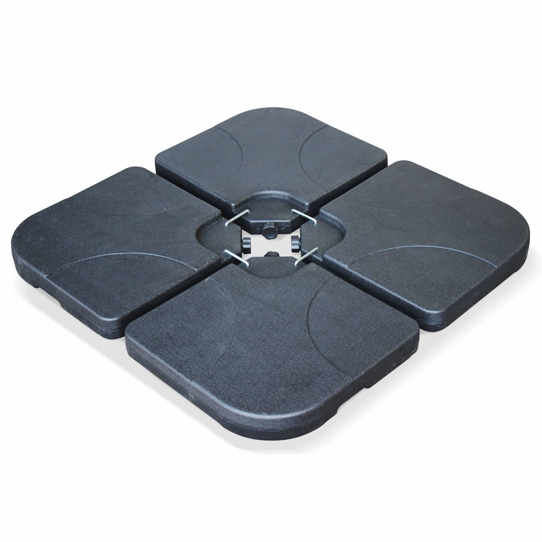 Base per ombrellone set di 4 lastre quadrate, nero