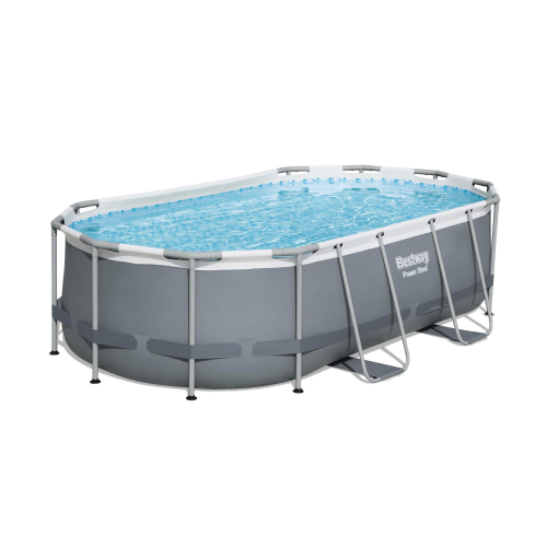 Chromatisch ijs gazon Alice's Garden Compleet BESTWAY zwembad SPINELLE – Ovaal frame zwembad -  4x2m - inclusief accessoires - Grijs