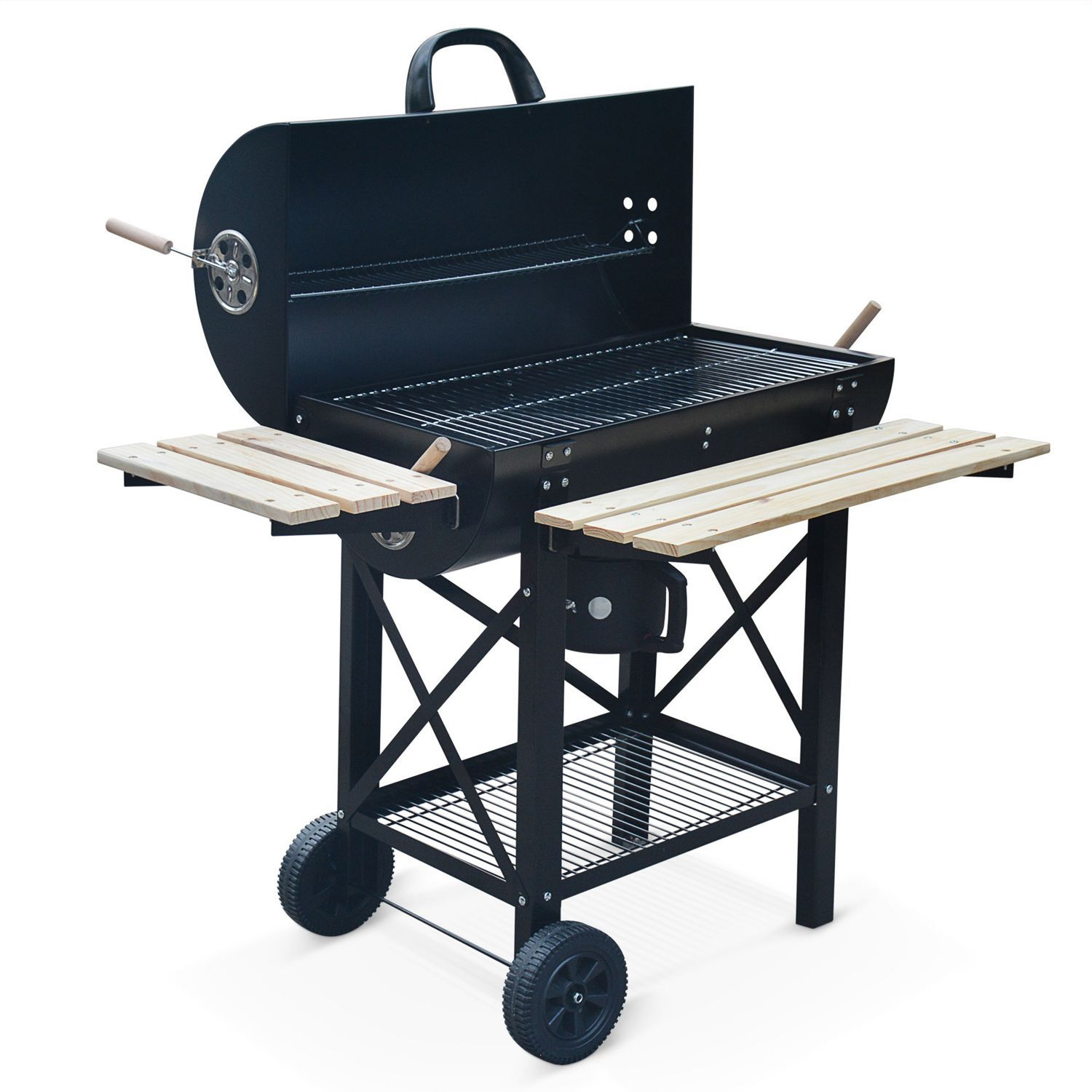 Black Serge Americanstyle smoker and charcoal barbecue, ash collector