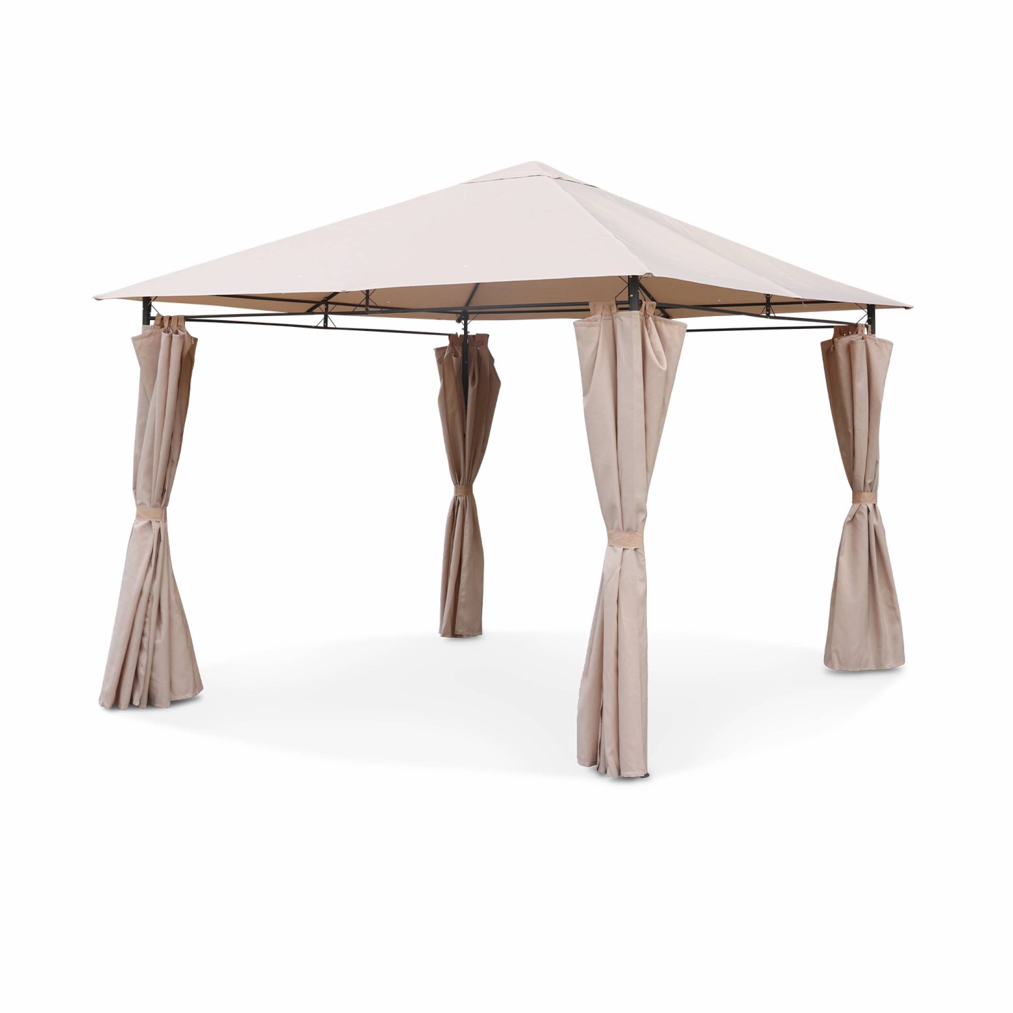 Pergola da giardino 3x3m struttura in alluminio con tende scorrevoli,