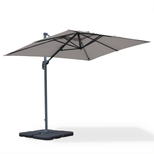 Light grey 2x3m Biscarosse rectangular cantilever parasol, tilts and ...