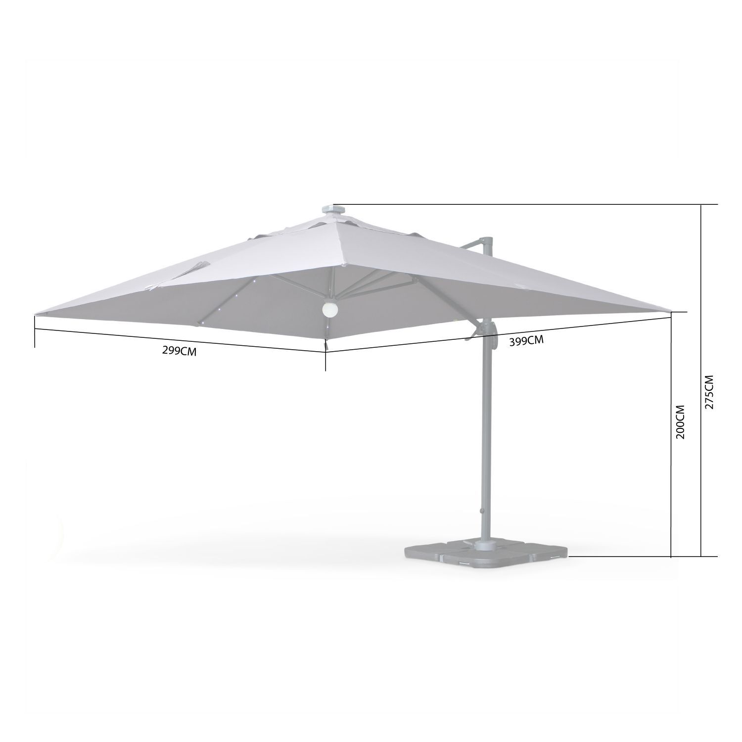 Beige Luce, premium quality 3 x 4 m cantilever solar LED ...