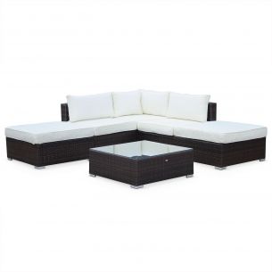 Milano Móveis de jardim, castanho, cru, 5 lugares | Milano