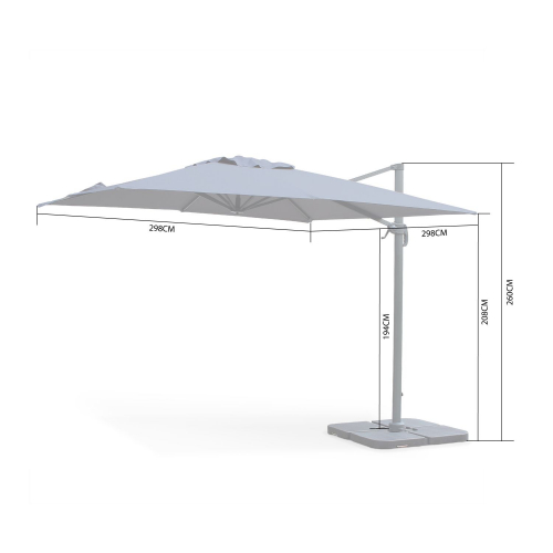 Sombrilla jardín, Parasol excéntrico cuadrado, Rojo, 300x300 cm | Falgos