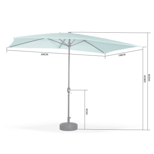 Touquet rectangular Parasol direito rectangular Touquet 2x3m pesca, mastro central em alumínio orientável e abertura de manivela