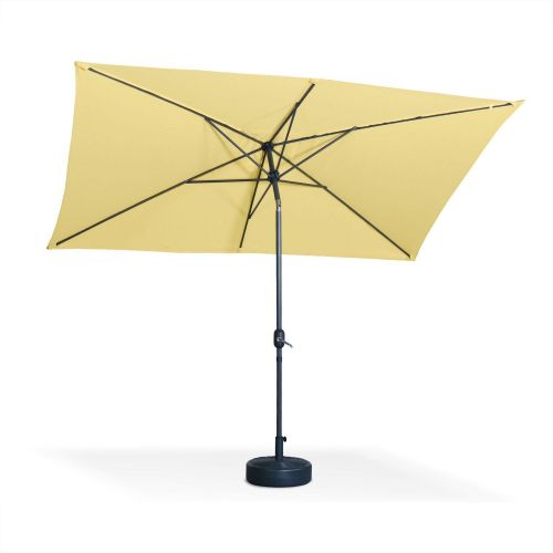 Parasol rectangular direito 2x3m - Touquet Amarelo - mastro central em alumínio giratório e manivela de abertura Foto2 Touquet rectangular Guarda-sol direito Touquet rectangular 2x3m amarelo, mastro central em alumínio orientável e manivela de abertura