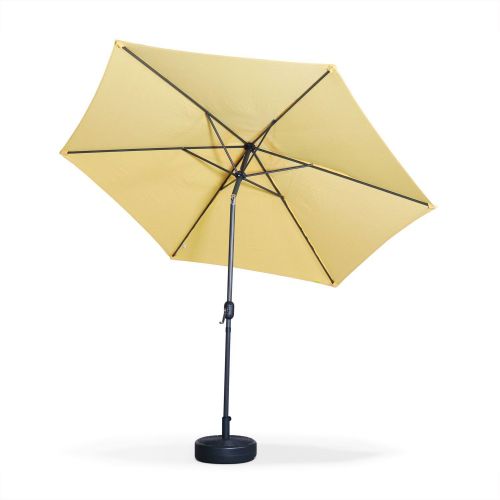 Touquet Pastel 300 cm Parasol redondo Ø300cm - Touquet Pastel Amarelo - mastro central orientável em alumínio e manivela de abertura