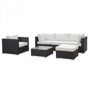 Caligari Móveis de jardim, preto, cru, 5 lugares | Caligari