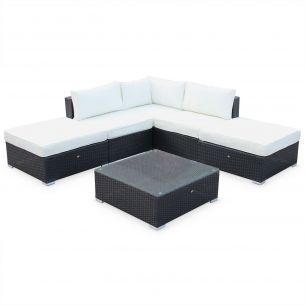 Milano Móveis de jardim, preto, cru, 5 lugares | Milano