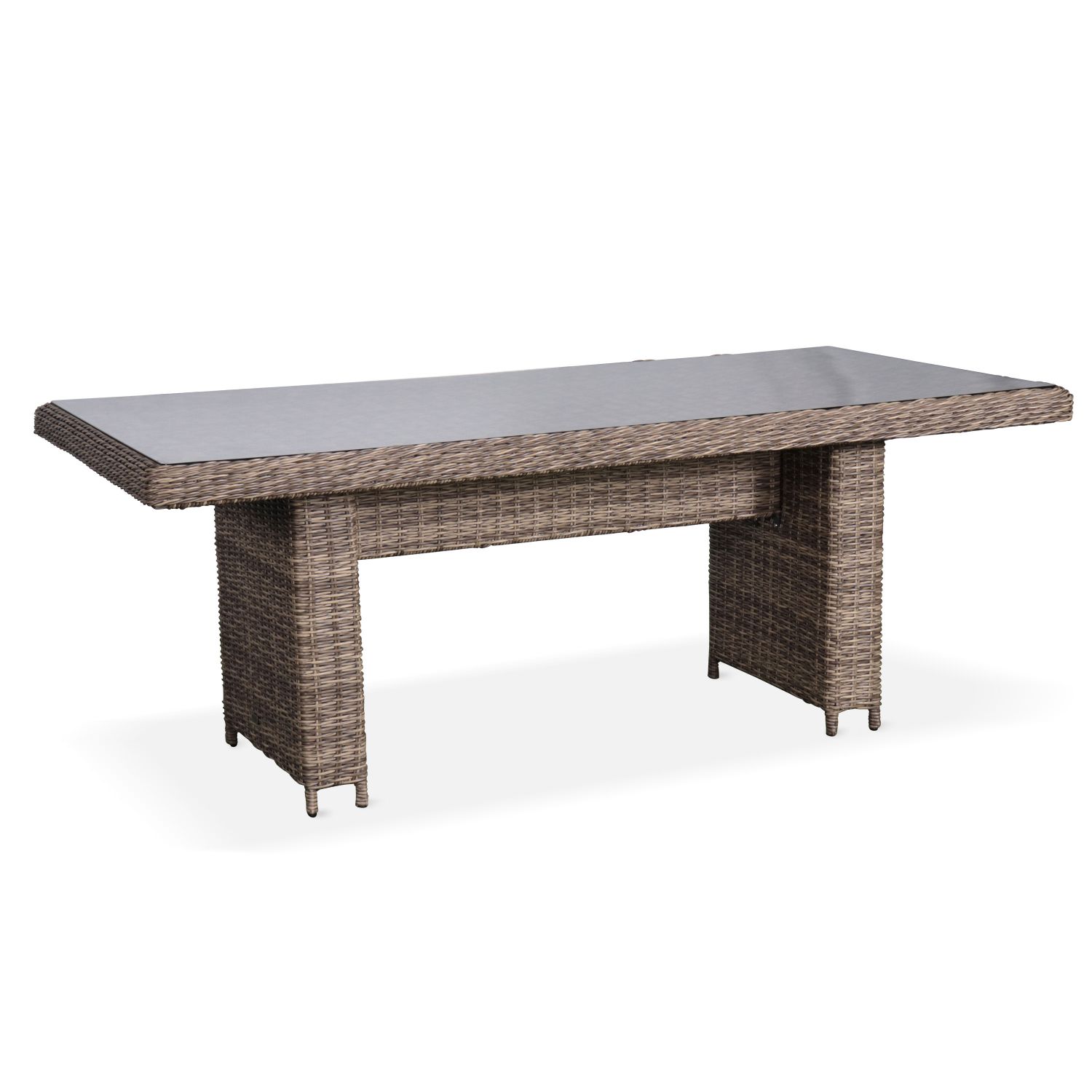 Mesa de jardín de resina trenzada redonda - Natural Lecco - Cojín