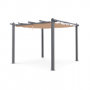 Condate: Aluminium pergola 3x3m with sliding retractable canopy, grey