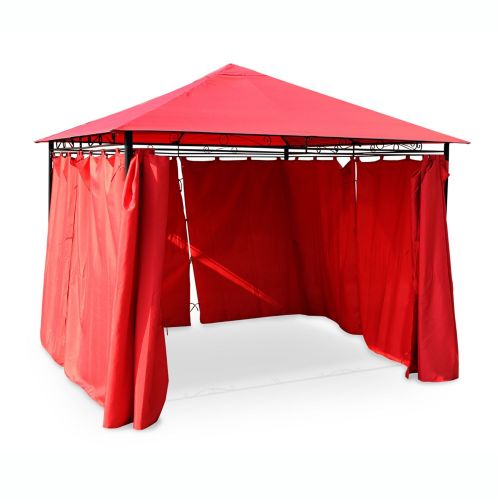 Pergola com cortinas de 3x3m - vermelho Foto2 Tolosa Pergola, Tecido, Aço Reforçado, Vermelho, 3x3m | Tolosa