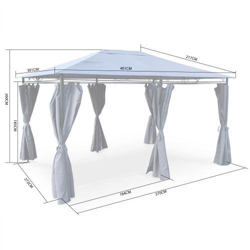 Nicae Pergola, gazebos, Tecido, Aço reforçado, Cru, 3x4m | Nicae