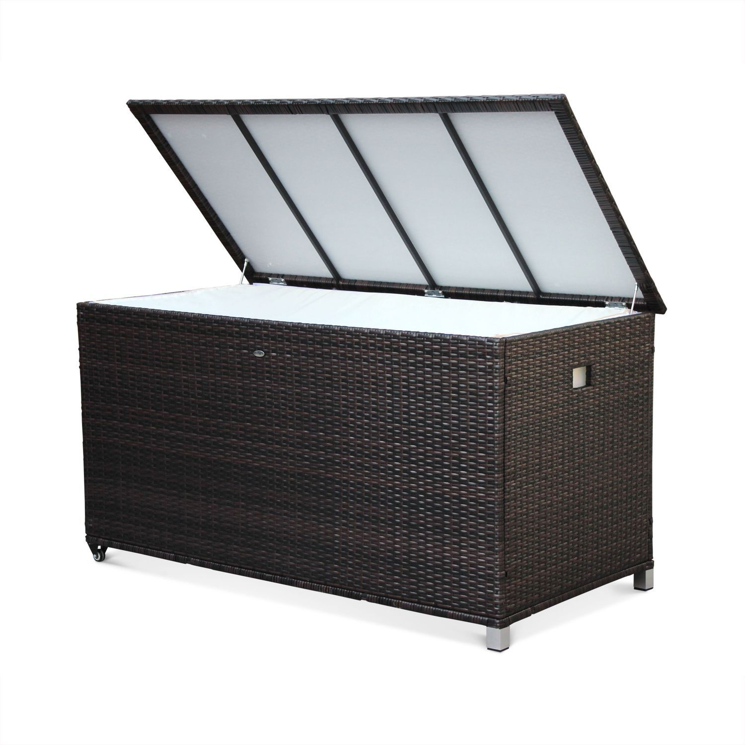 CASSAPANCA rattan garden storage box with handle and wheels, brown