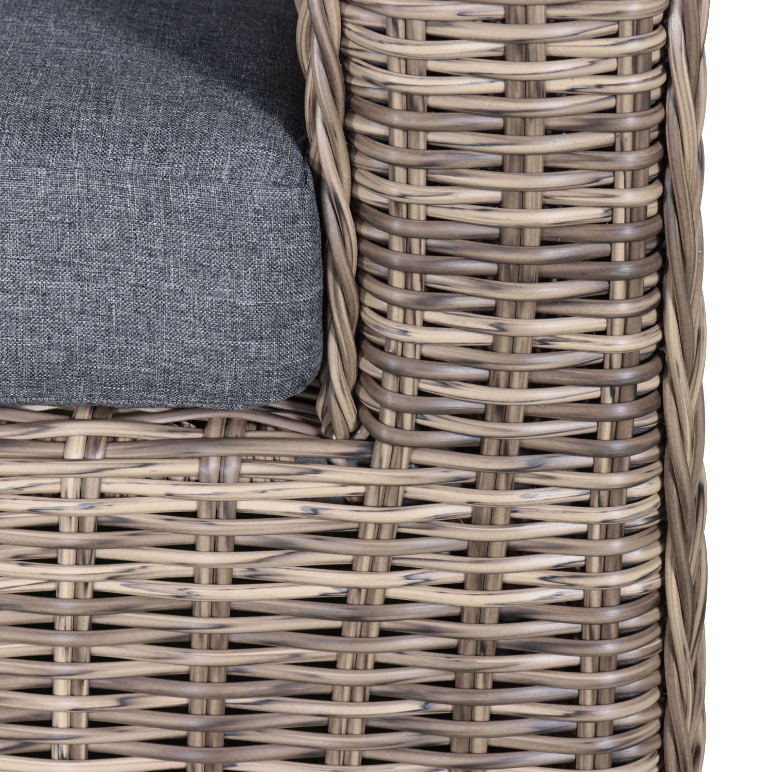 Muebles de jardín, Resina trenzada redonda, Natural Cojines Gris