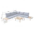 Buenos Aires 5 lugares móveis de jardim de madeira - Buenos Aires - Almofadas cinza, sofá de canto