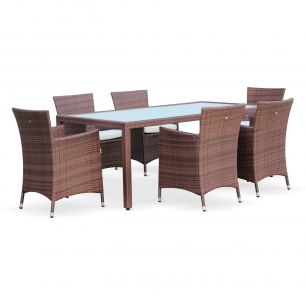 Arezzo Conjunto de mesa e cadeiras de jardim, castanho | Arezzo