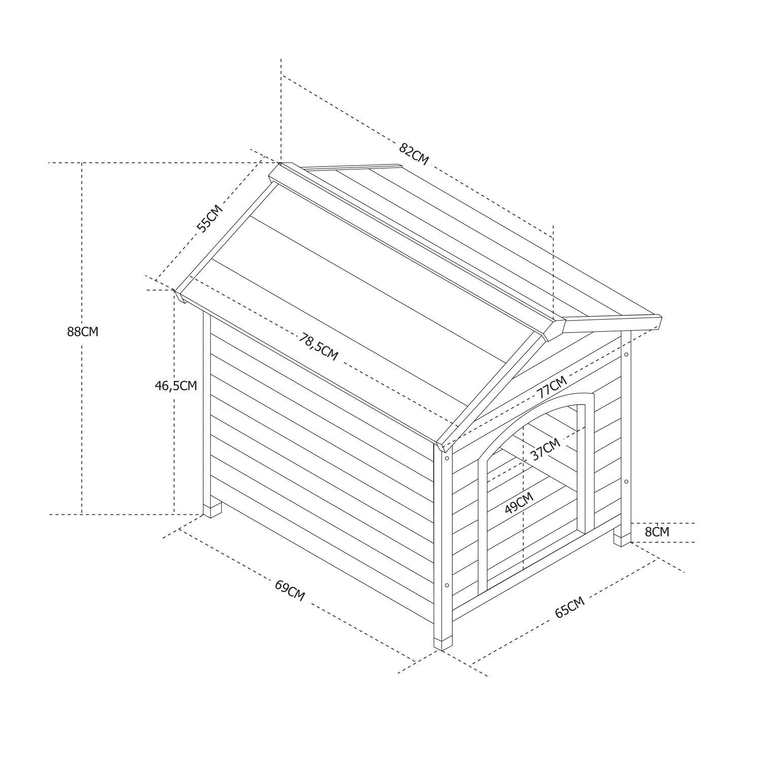 Houten hondenhok 77x82x88cm