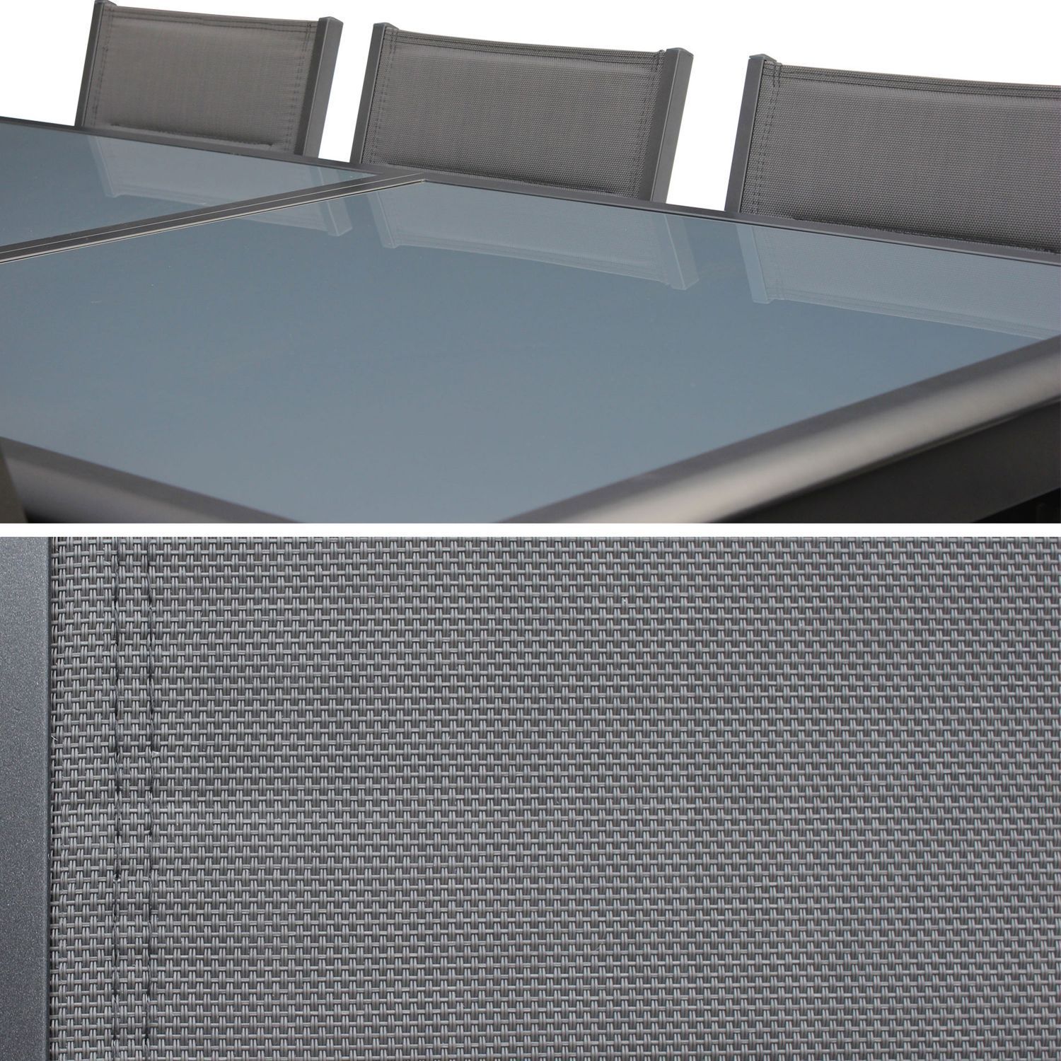 Conjunto de mesa de jardín con sus sillas, Aluminio, 8 plazas, Gris