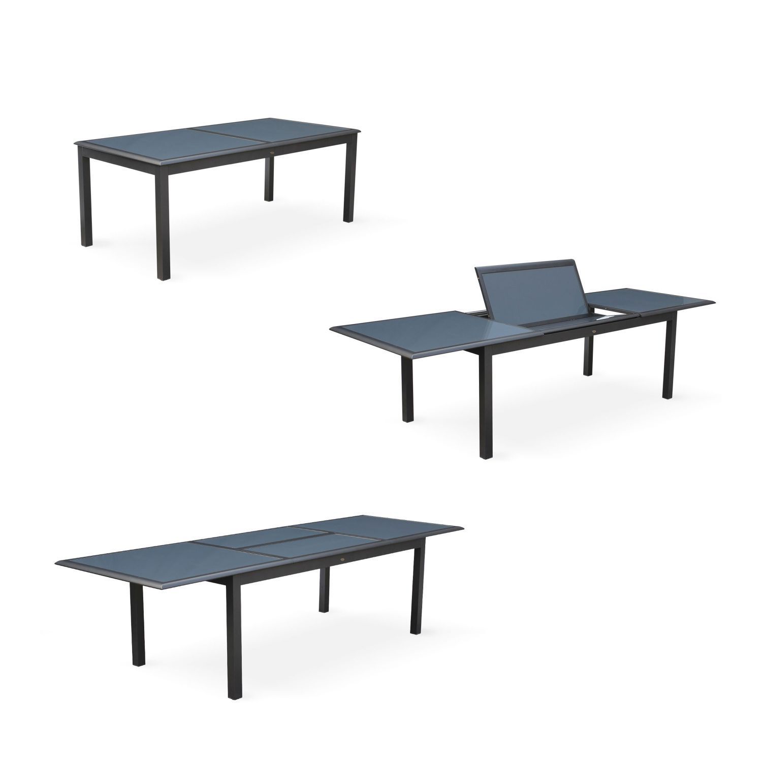 Conjunto de mesa de jardín con sus sillas, Aluminio, 8 plazas, Gris