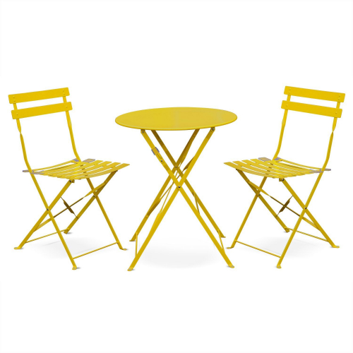 Foldable yellow Emilia bistro garden set, Ø60cm round ...